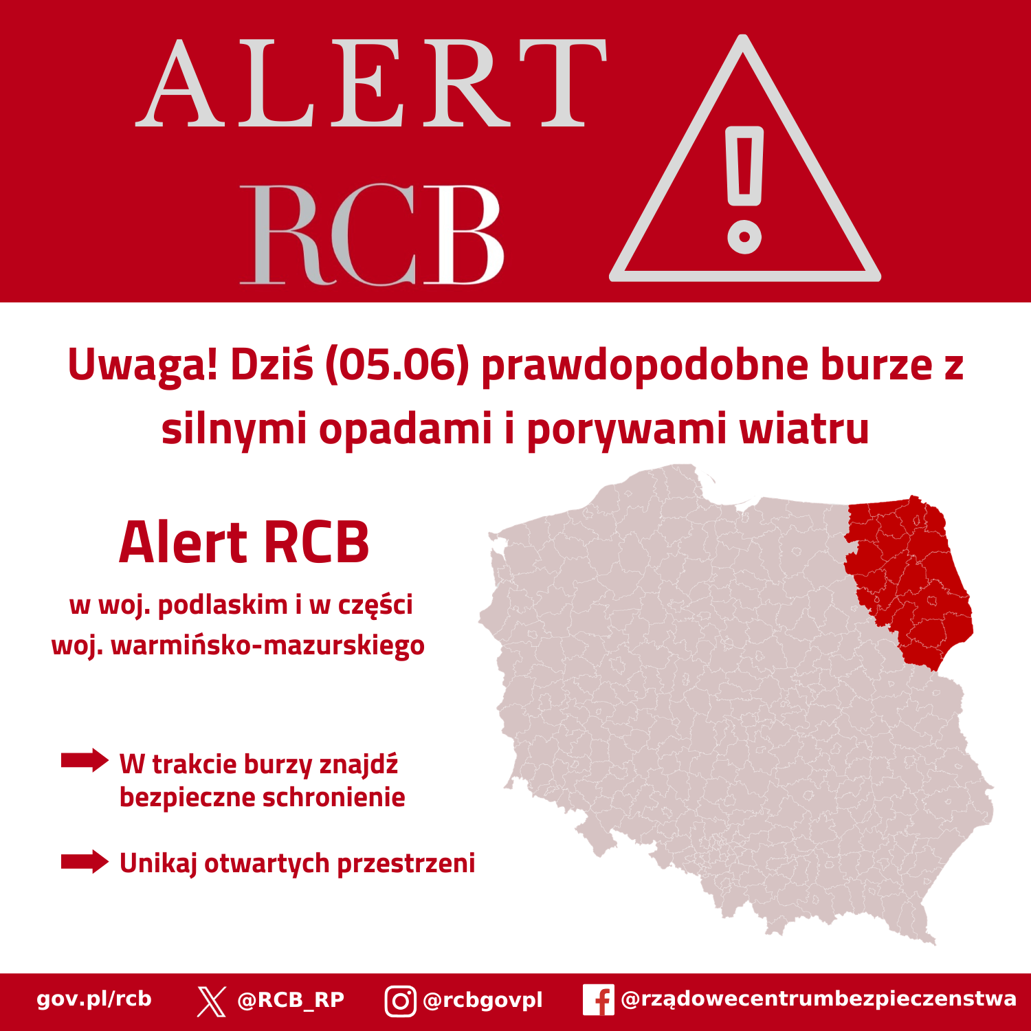 alert RCB, piątek 5 czerwca