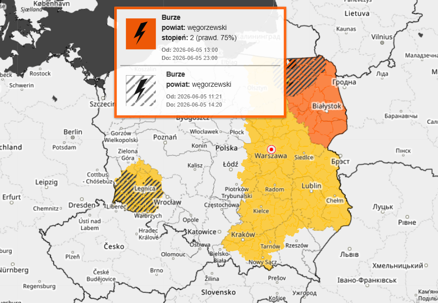 alerty IMGW, pogoda w Polsce w piątek, burze