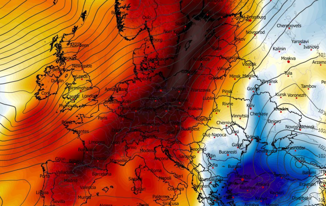 Anomalia temperatury mierzona na poziomie ciśnienia 850 hPa 26.02