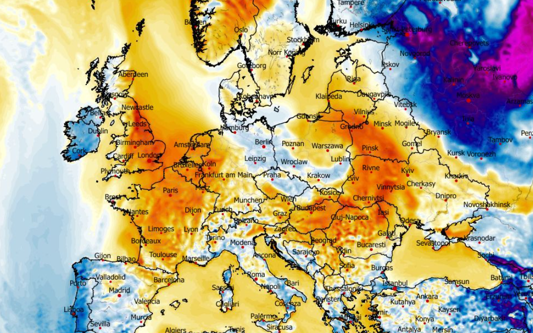 Anomalia temperatury mierzona na wysokości 2 m nad powierzchnią gruntu 15.03