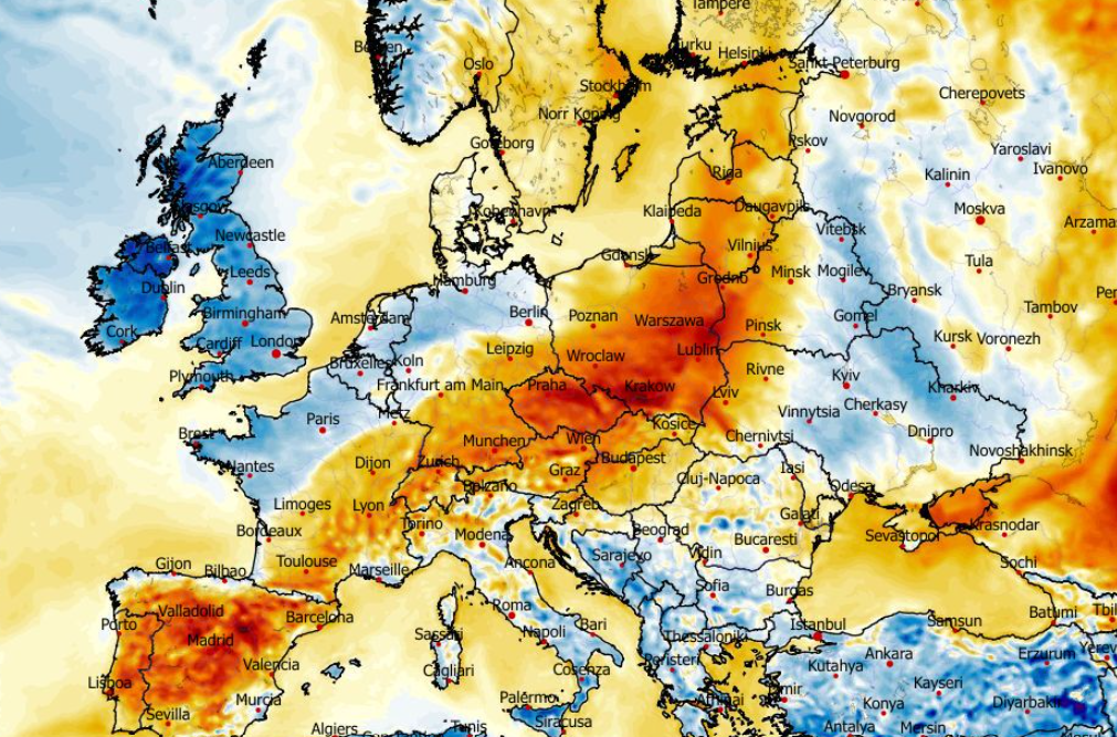 Anomalia temperatury mierzona na wysokości 2 m nad powierzchnią gruntu 05.04