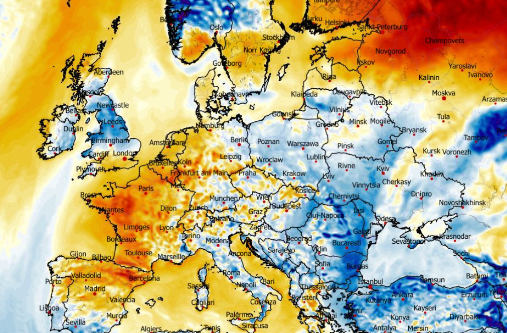 Anomalia temperatury mierzona na wysokości 2 m nad powierzchnią gruntu 07.03