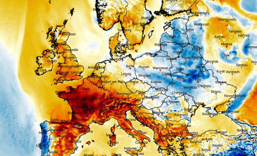 Anomalia temperatury mierzona na wysokości 2 m nad powierzchnią gruntu 07.04