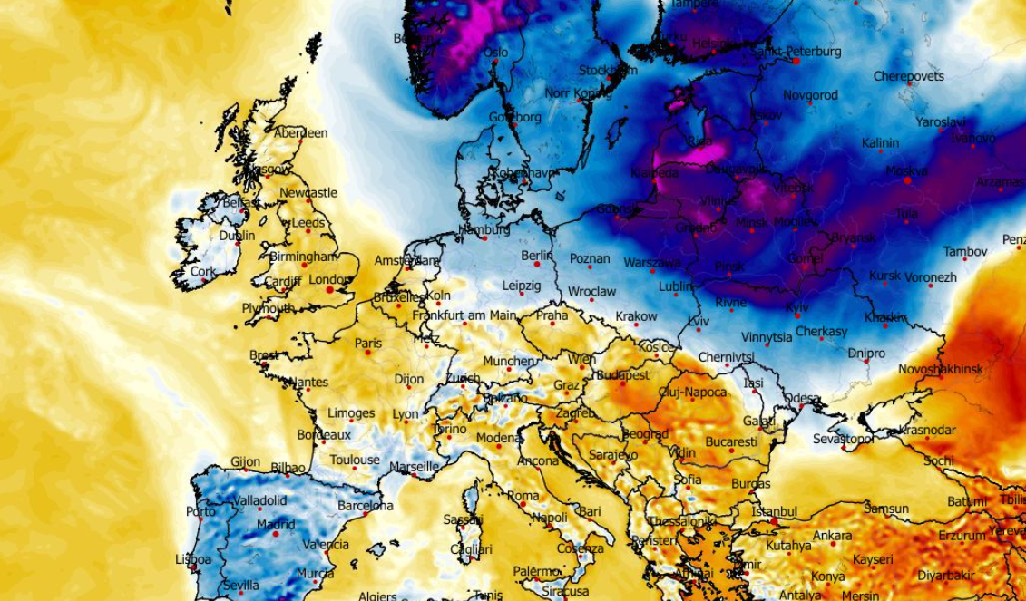 Aomalia temperatury mierzona na wysokości 2 m nad powierzchnią gruntu 08.02