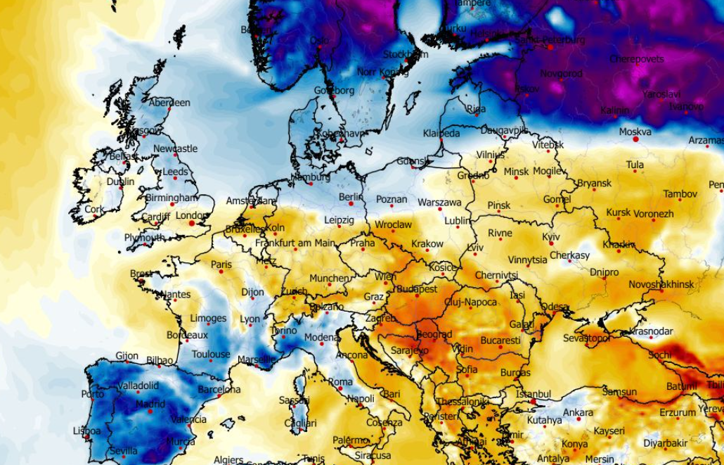 Anomalia temperatury mierzona na wysokości 2 m nad powierzchnią gruntu 09.02