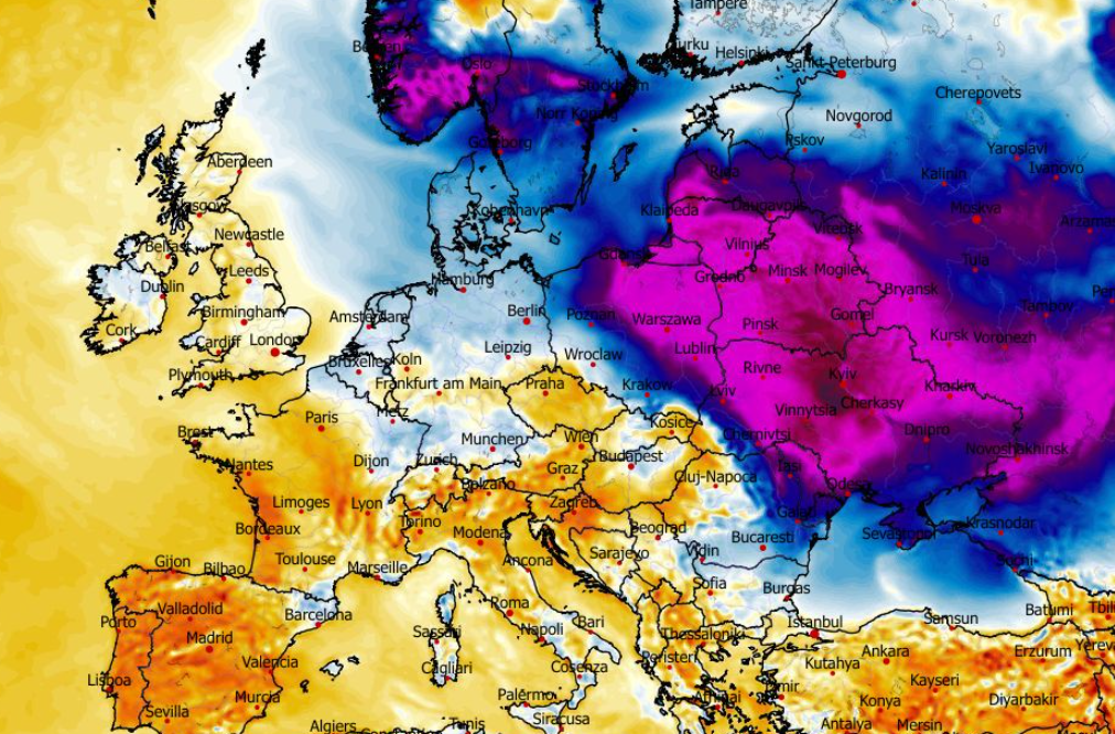 Anomalia temperatury mierzona na wysokości 2 m nad powierzchnią gruntu 09.02