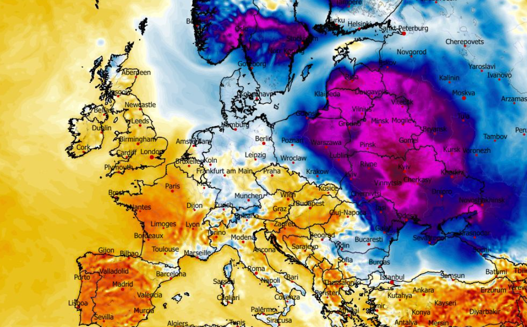 Anomalia temperatury mierzona na wysokości 2 m nad powierzchnią gruntu 09.02