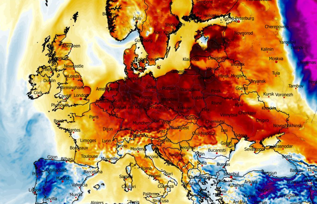 Anomalia temperatury mierzona na wysokości 2 m nad powierzchnią gruntu 09.03