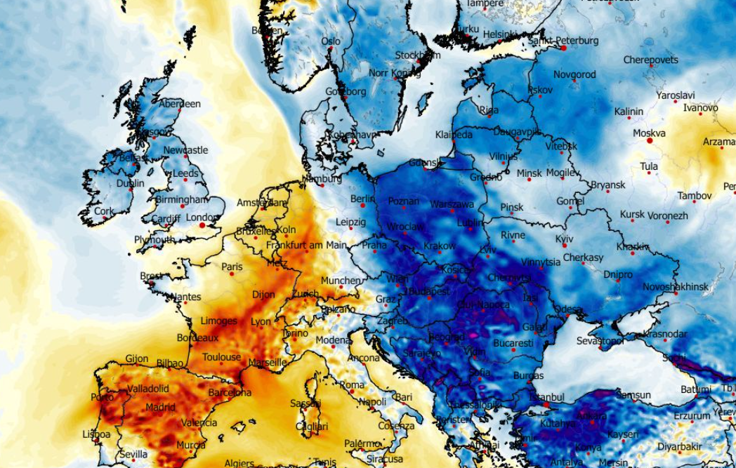Anomalia temperatury mierzona na wysokości 2 m nad powierzchnią gruntu 10.04