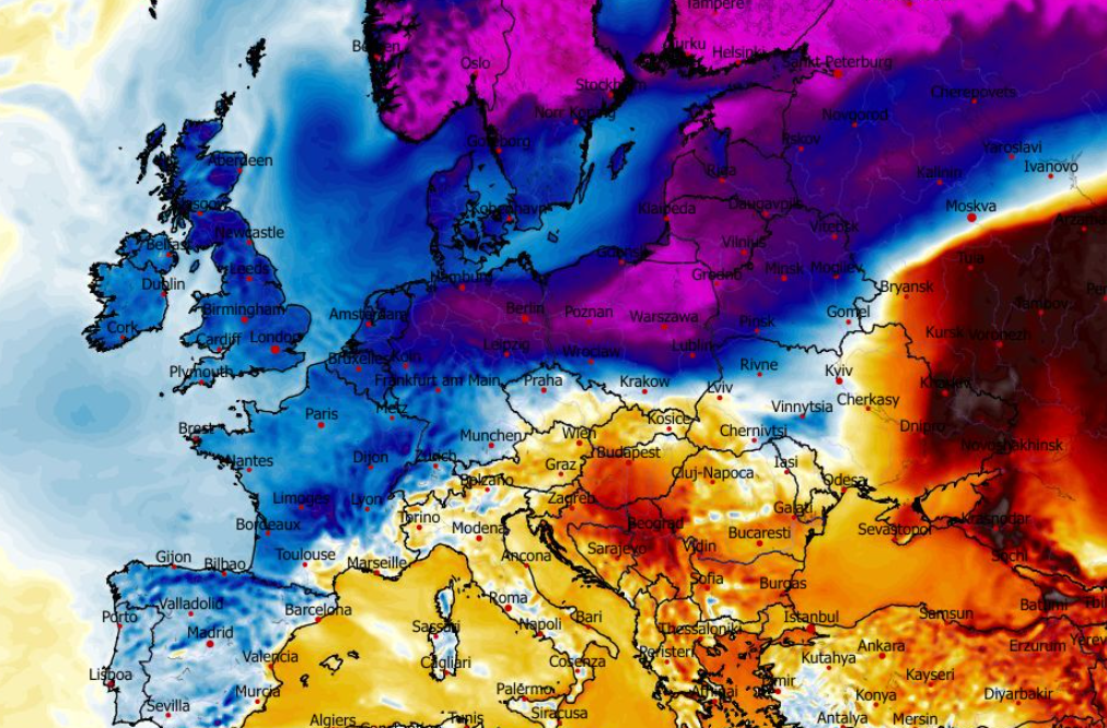 Anomalia temperatury mierzona na wysokości 2 m nad powierzchnią gruntu 14.02