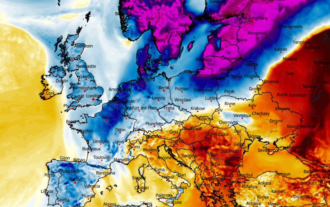 Anomalia temperatury mierzona na wysokości 2 m nad powierzchnią gruntu 14.02