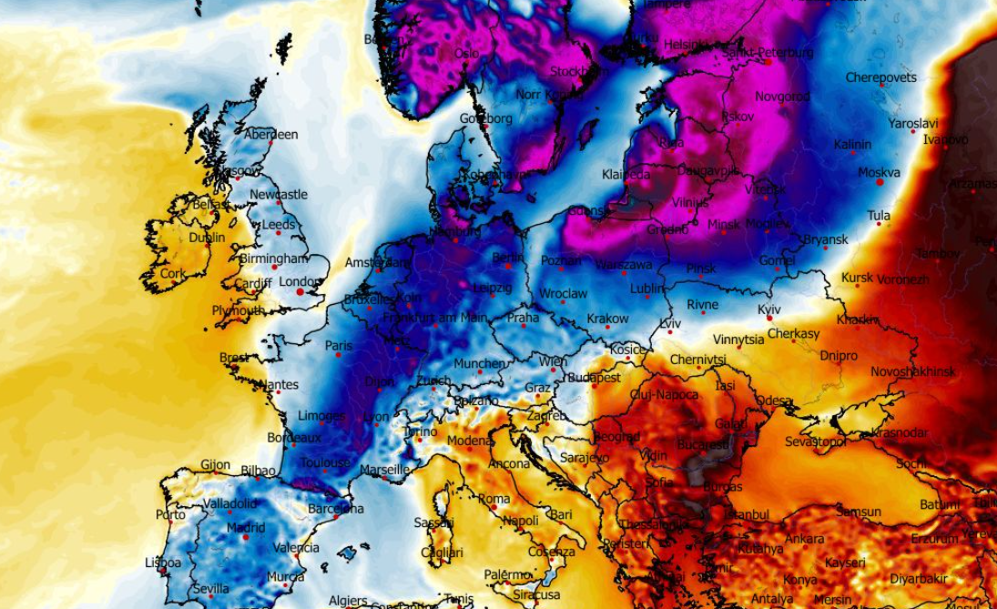 Anomalia temperatury mierzona na wysokości 2 m nad powierzchnią gruntu 15.02