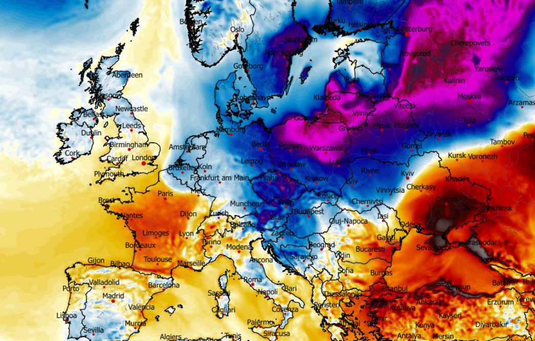 Anomalia temperatury mierzona na wysokości 2 m nad powierzchnią gruntu 15.02