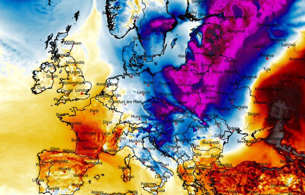 Anomalia temperatury mierzona na wysokości 2 m nad powierzchnią gruntu 16.02