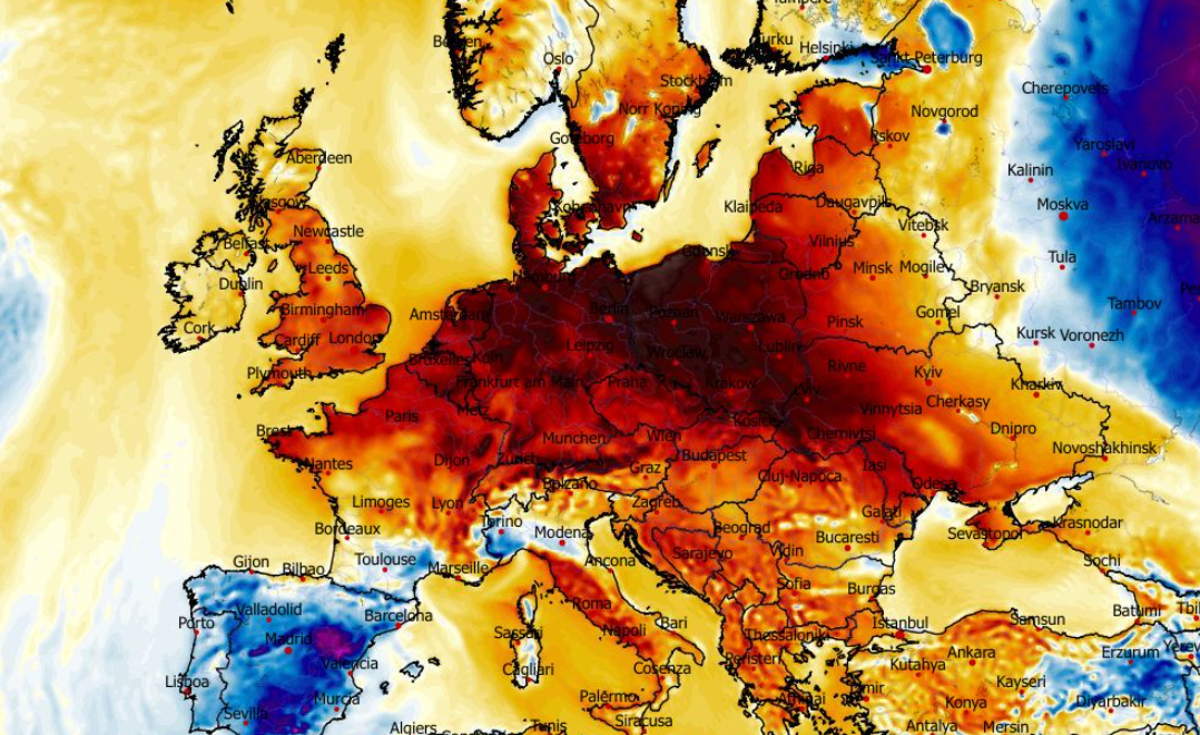 Anomalia temperatury mierzona na wysokości 2 m nad powierzchnią gruntu 16.03