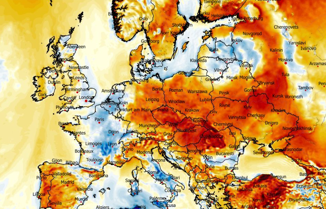 Anomalia temperatury mierzona na wysokości 2 m nad powierzchnią gruntu 16.04