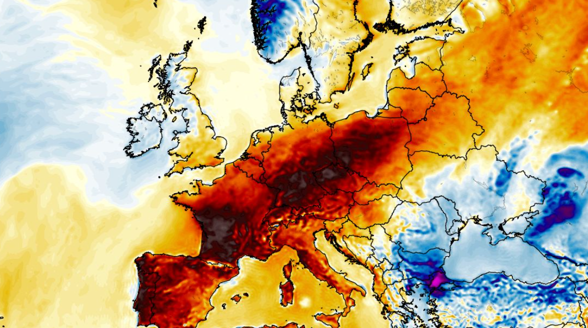 Anomalia temperatury mierzona na wysokości 2 m nad powierzchnią gruntu 16.06