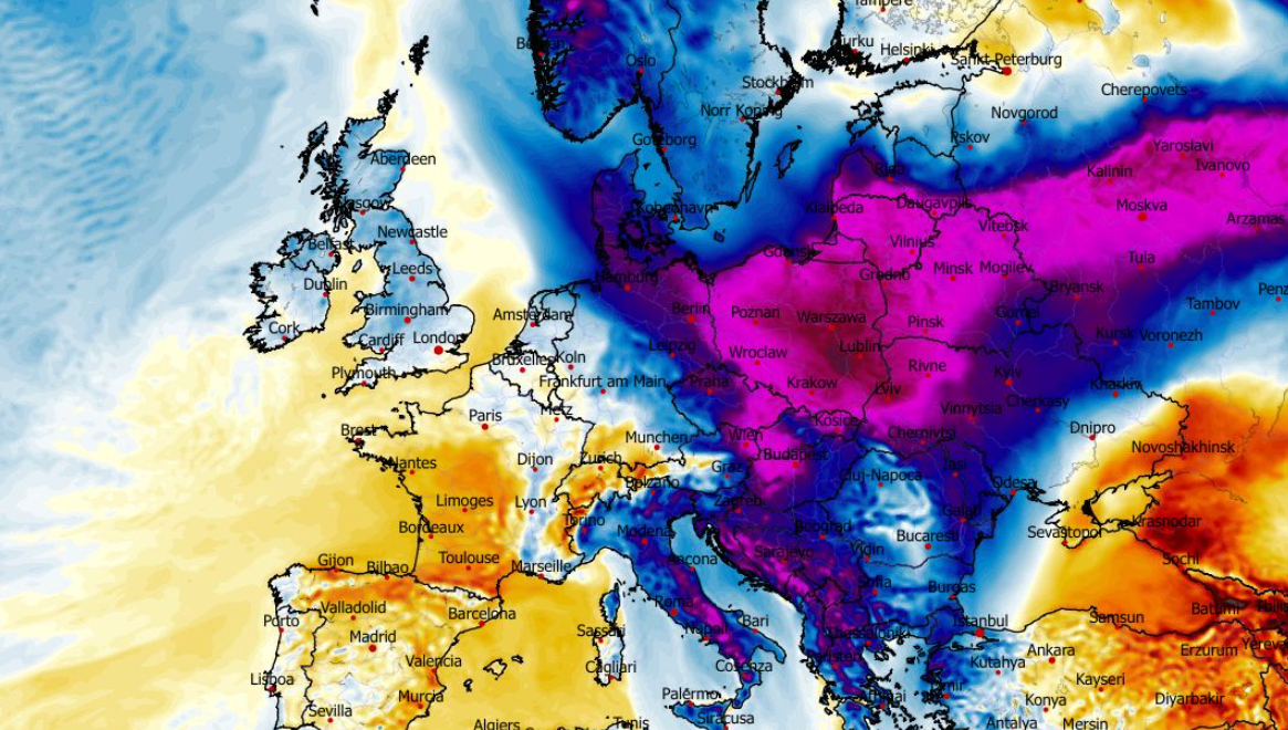 Anomalia temperatury mierzona na wysokości 2 m nad powierzchnią gruntu 18.02