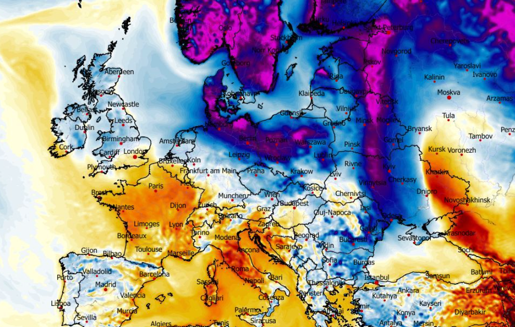 Anomalia temperatury mierzona na wysokości 2 m nad powierzchnią gruntu 19.02
