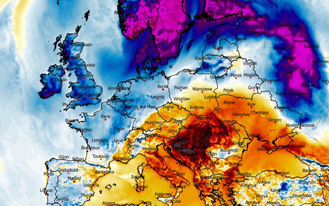 Anomalia temperatury mierzona na wysokości 2 m nad powierzchnią gruntu 20.02