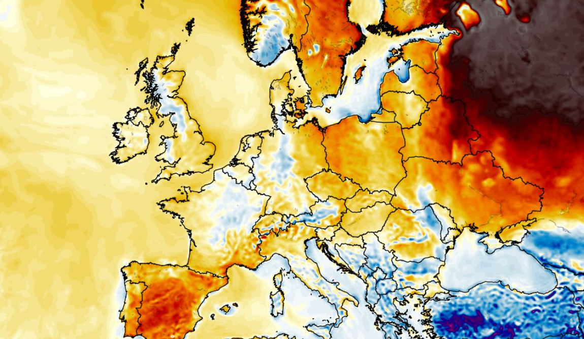 Anomalia temperatury mierzona na wysokości 2 m nad powierzchnią gruntu 20.05