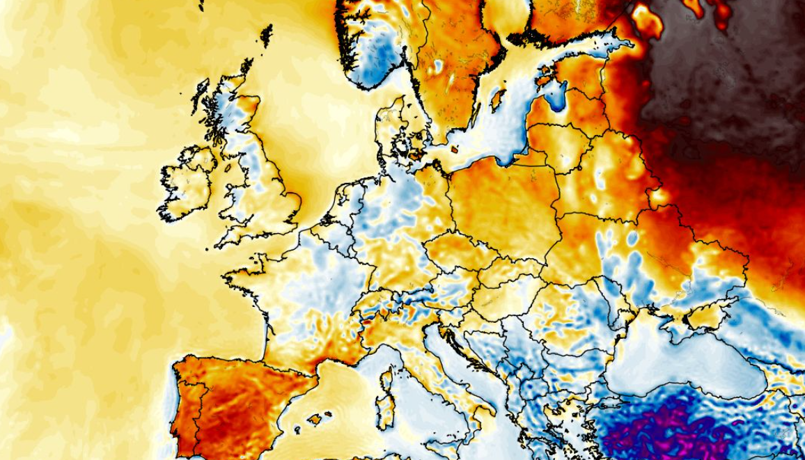 Anomalia temperatury mierzona na wysokości 2 m nad powierzchnią gruntu 20.05