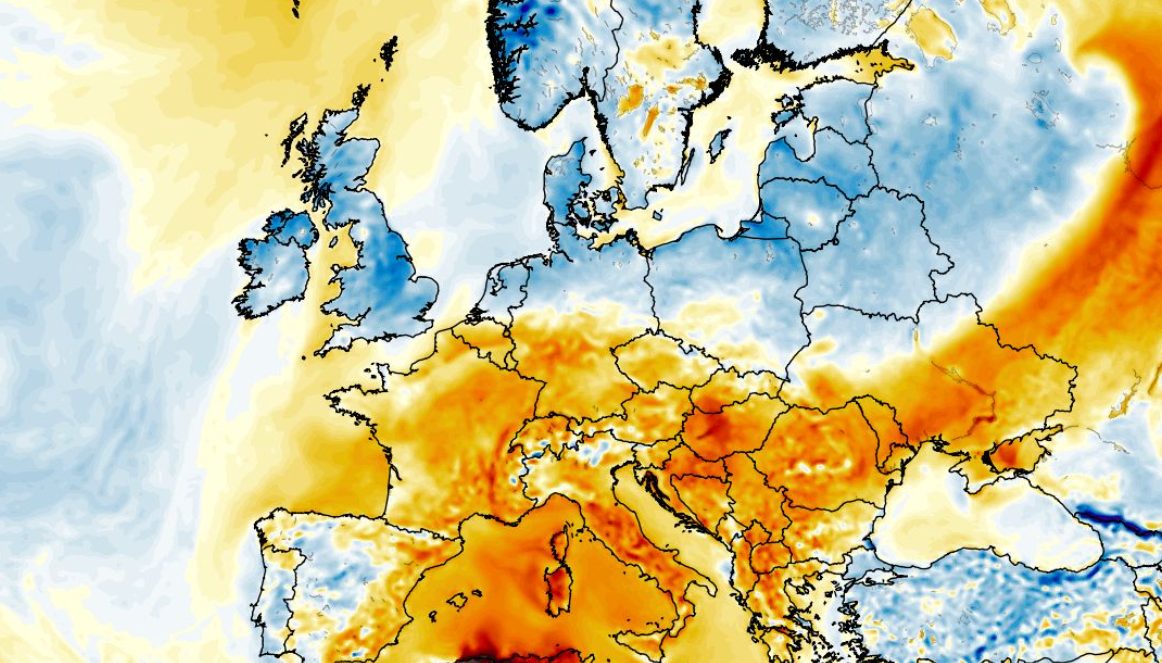 Anomalia temperatury mierzona na wysokości 2 m nad powierzchnią gruntu 20.06