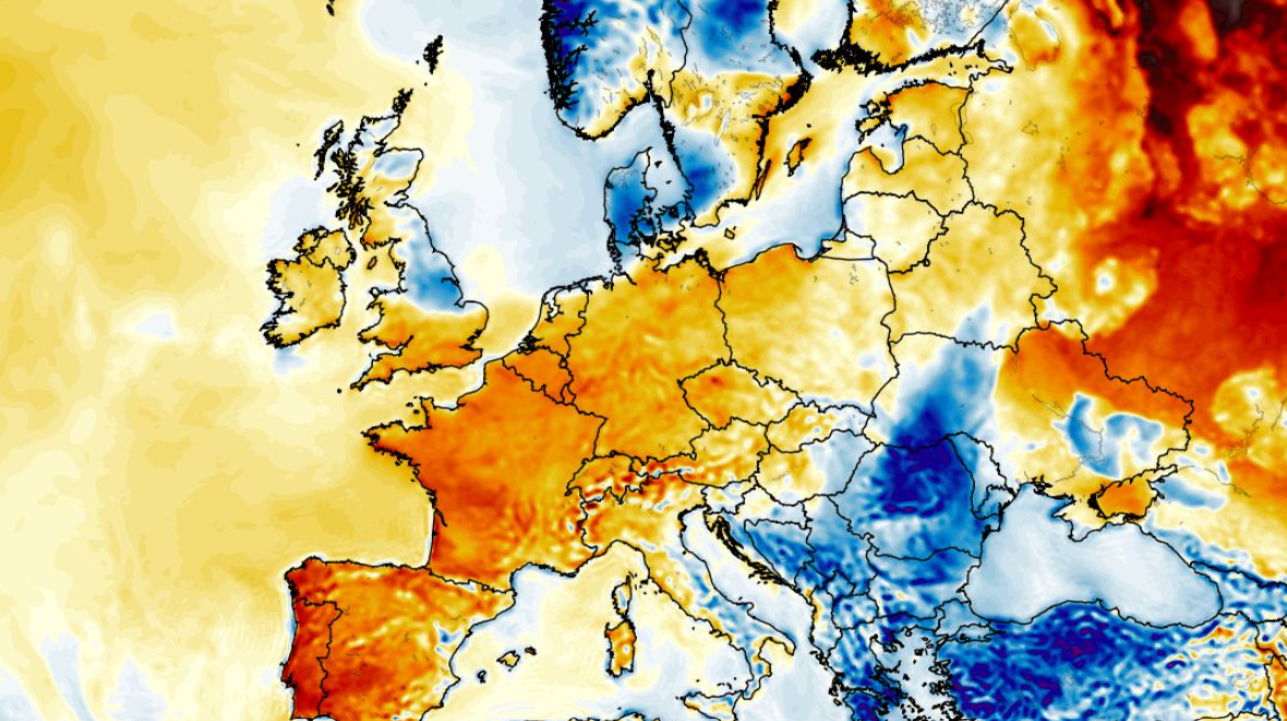 Anomalia temperatury mierzona na wysokości 2 m nad powierzchnią gruntu 22.05