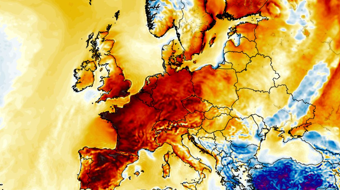Anomalia temperatury mierzona na wysokości 2 m nad powierzchnią gruntu 23.05