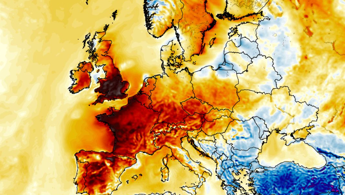Anomalia temperatury mierzona na wysokości 2 m nad powierzchnią gruntu 24.05