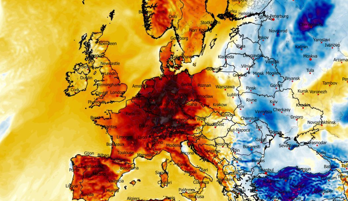 Anomalia temperatury mierzona na wysokości 2 m nad powierzchnią gruntu 26.02