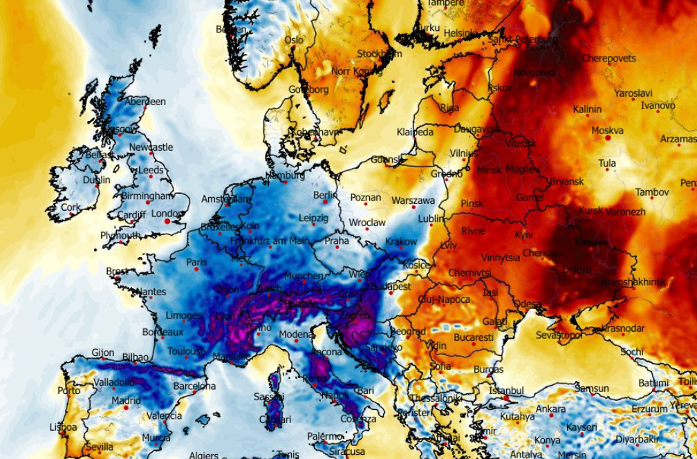 Anomalia temperatury mierzona na wysokości 2 m nad powierzchnią gruntu 26.03