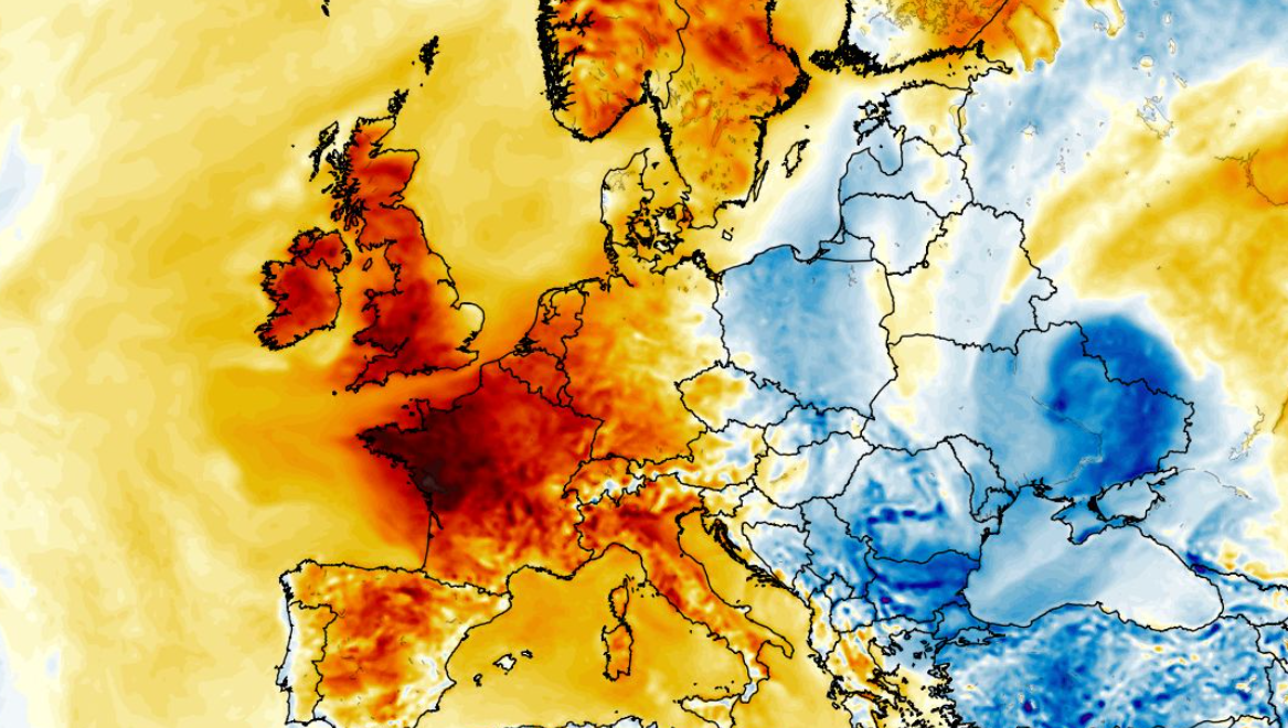 Anomalia temperatury mierzona na wysokości 2 m nad powierzchnią gruntu 27.05