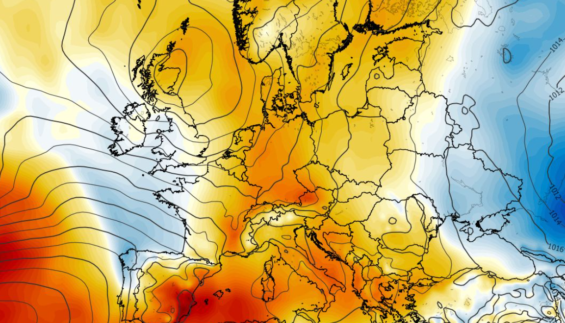 Anomalia temperatury na poziomie ciśnienia 850 hPa 02.06