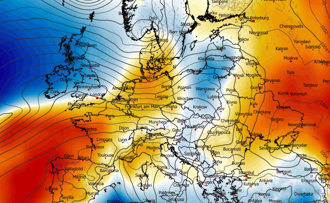 Anomalia temperatury na poziomie ciśnienia 850 hPa 04.04