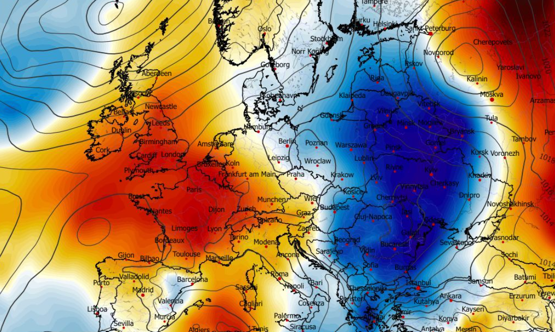 Anomalia temperatury na poziomie ciśnienia 850 hPa 04.05