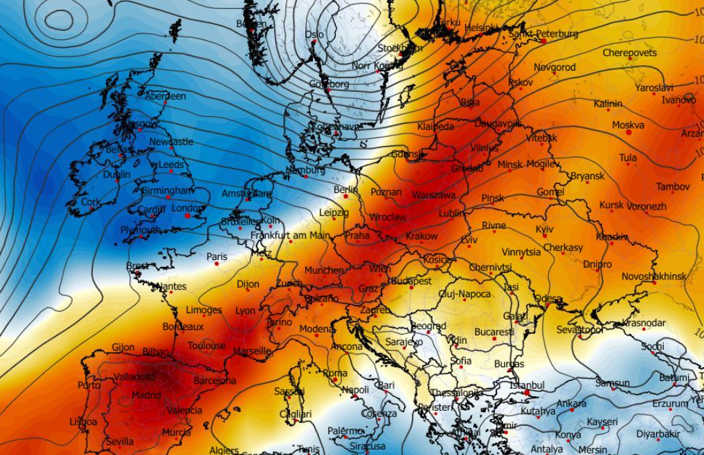 Anomalia temperatury na poziomie ciśnienia 850 hPa 05.04