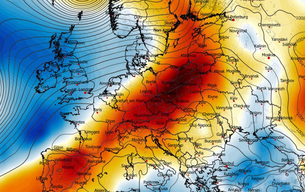 Anomalia temperatury na poziomie ciśnienia 850 hPa 05.04