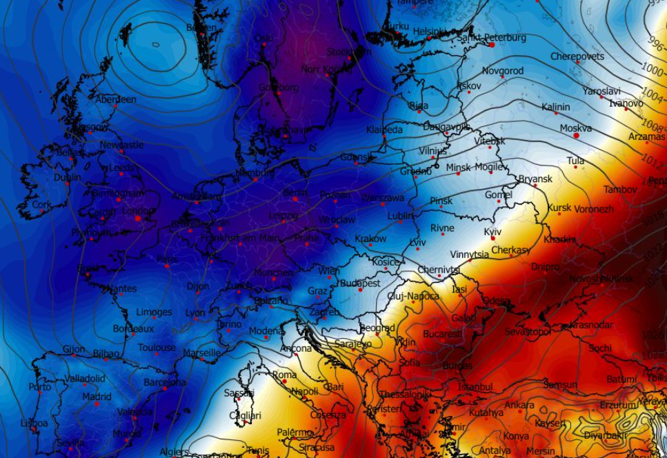 Anomalia temperatury na poziomie ciśnienia 850 hPa 06.01