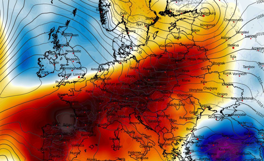 Anomalia temperatury na poziomie ciśnienia 850 hPa 08.04