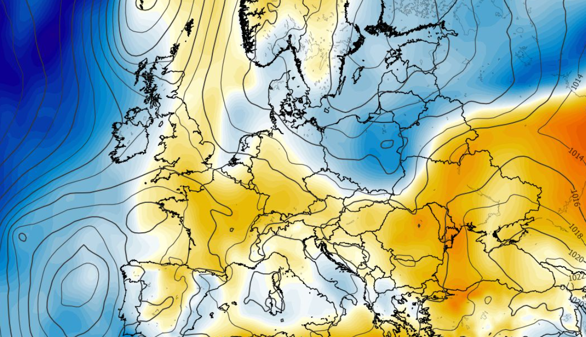 Anomalia temperatury na poziomie ciśnienia 850 hPa 08.05