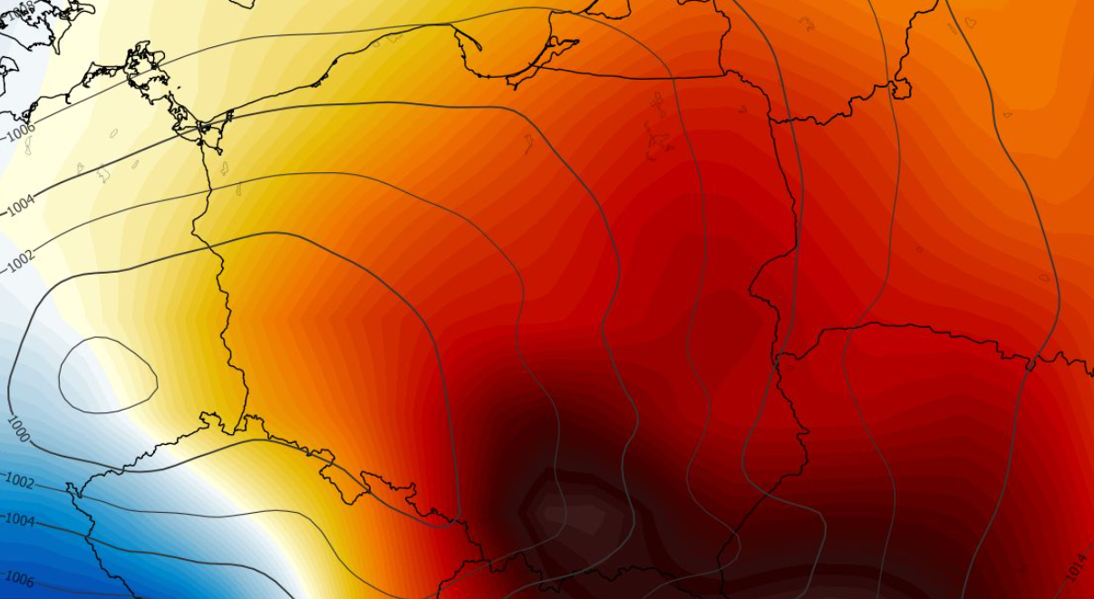 Anomalia temperatury na poziomie ciśnienia 850 hPa 08.06