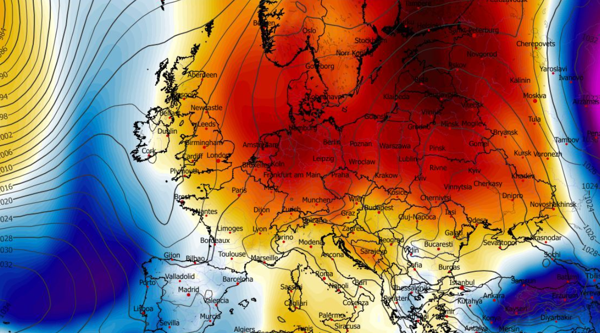 Anomalia temperatury na poziomie ciśnienia 850 hPa 09.03