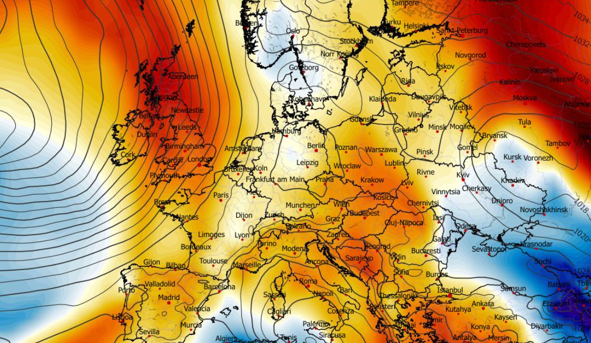 Anomalia temperatury na poziomie ciśnienia 850 hPa 15.04
