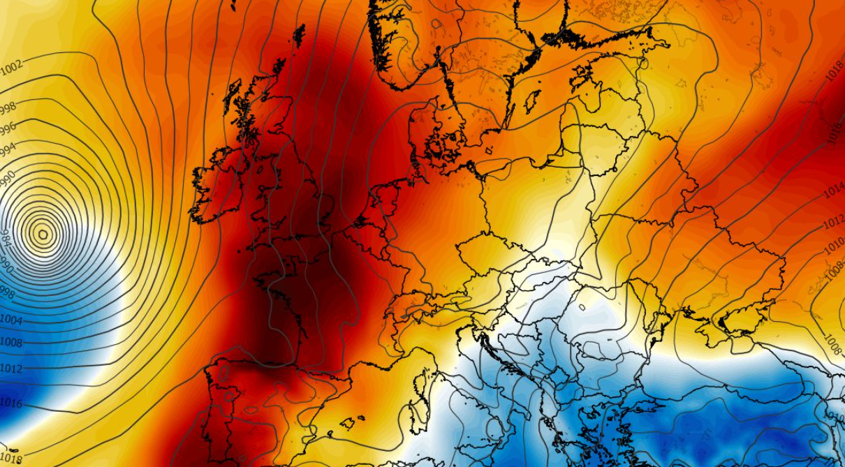 Anomalia temperatury na poziomie ciśnienia 850 hPa 21.05