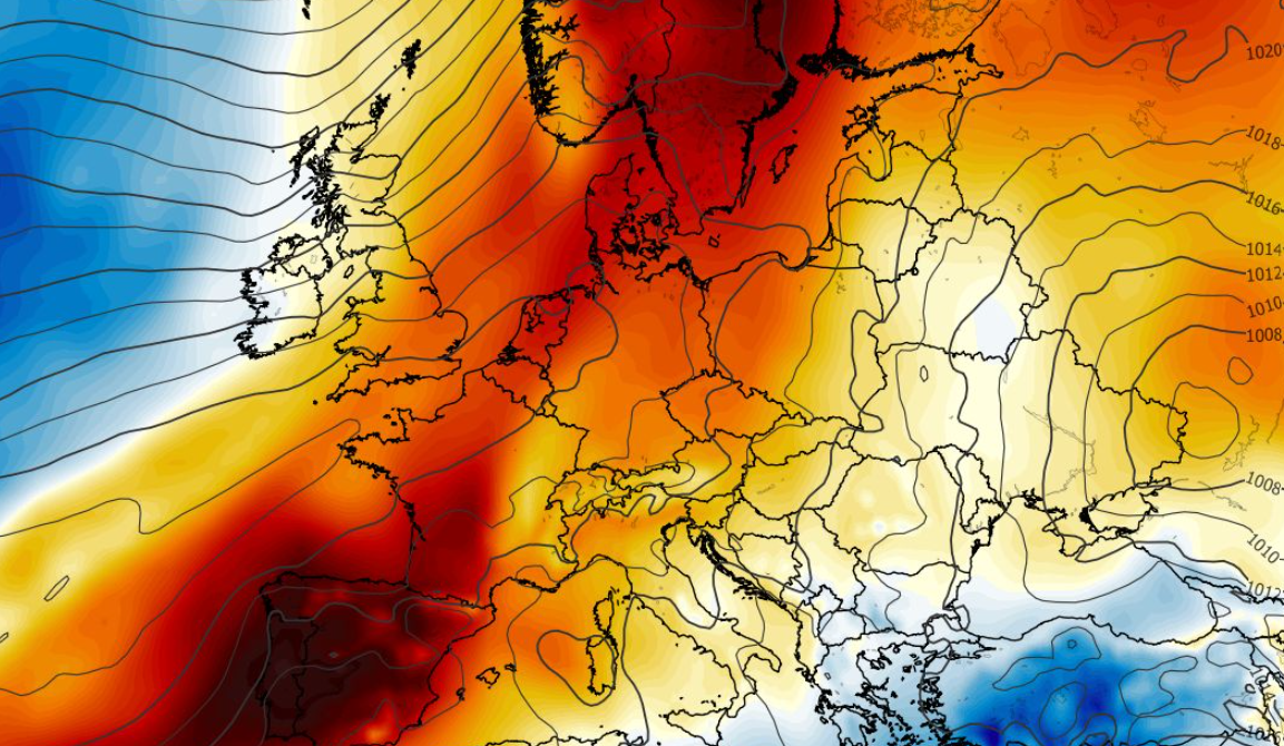 Anomalia temperatury na poziomie ciśnienia 850 hPa 24.05