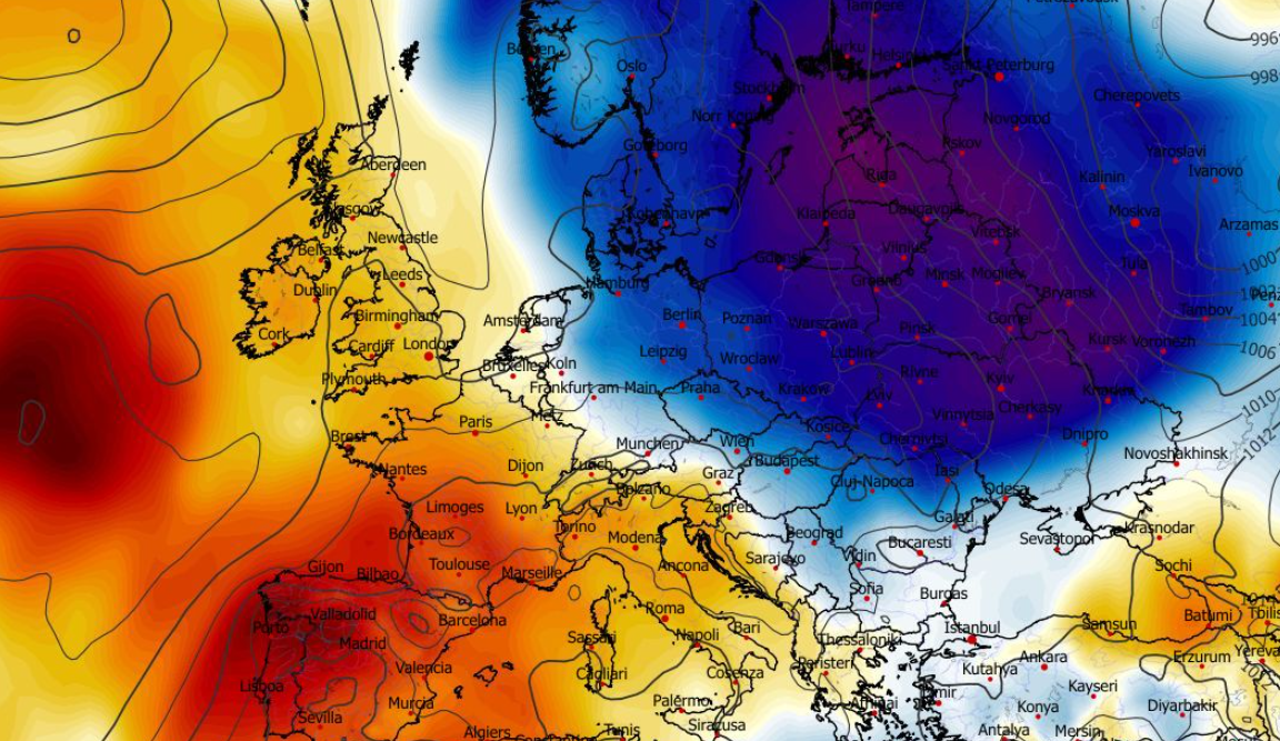 Aomalia temperatury mierzona na wysokości 2 m nad powierzchnią gruntu 26.04