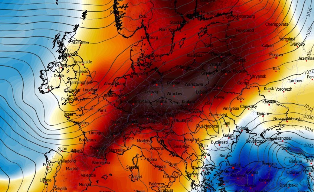 Anomalia temperatury na poziomie ciśnienia 850 hPa 27.02