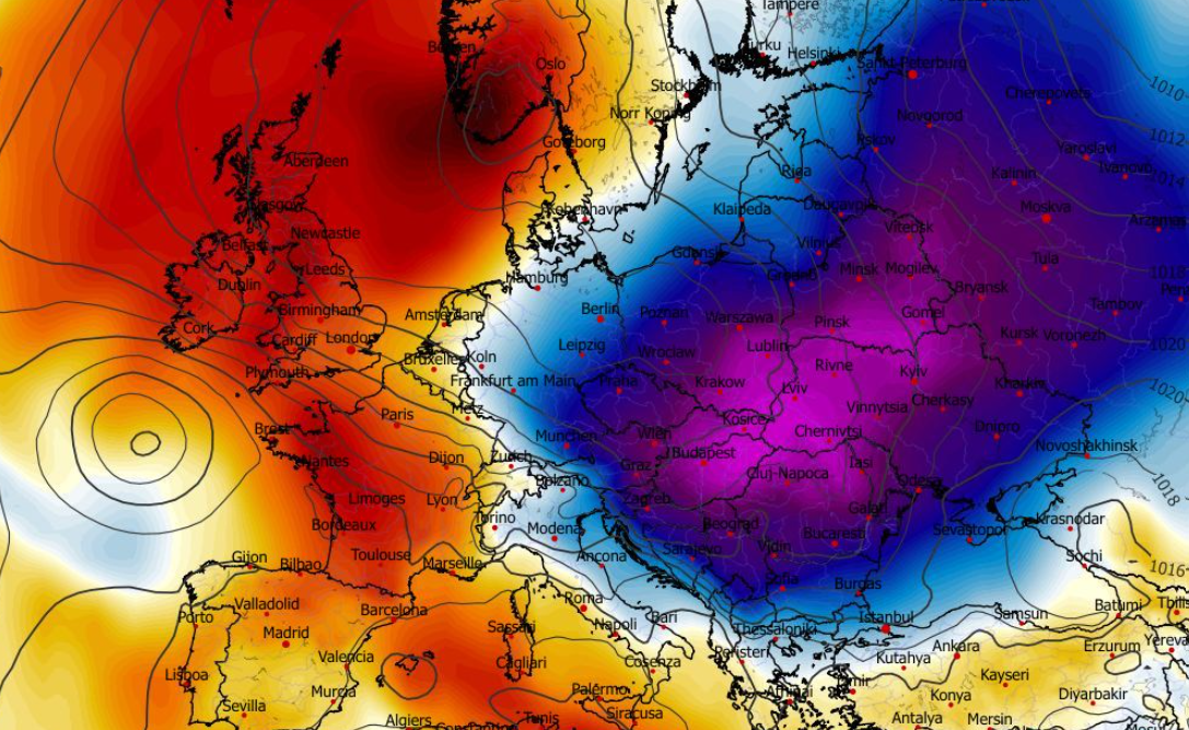 Anomalia temperatury na poziomie ciśnienia 850 hPa 30.04