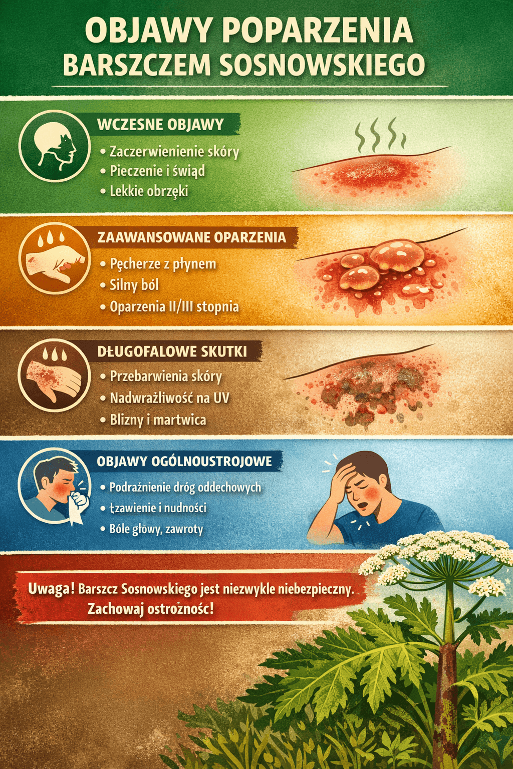 barszcz Sosnowskiego objawy poparzenia